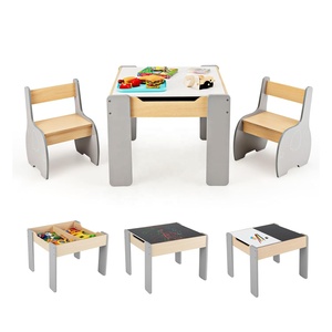 Ensemble <span class=keywords><strong>table</strong></span> et chaises multifonctionnelles en bois pour enfants qui écrivent et lisent. - Product Image 3