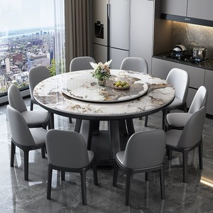 <b>Round</b> Stone Slab <b>Dining</b> <b>Table</b> With Turntable Rotatable Modern Minimalist Style For Home <b>Dining</b> Room - Product Image 2