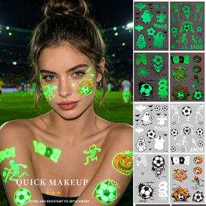 Adesivi per Tatuaggi di Calcio Fluorescenti, Tatuaggi Temporanei Impermeabili a Cartoni Animati per Bambini, Halloween - Product Image 4