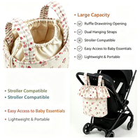 Sac à couches suspendu pour poussette à volants, organisateur de couches multi-poches pour bébé, sac fourre-tout pour les soins quotidiens de bébé en extérieur, personnalisable OEM