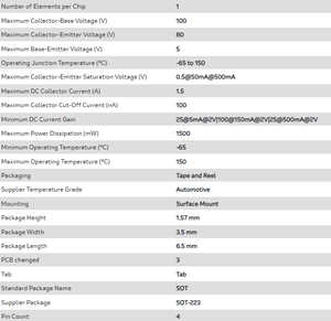 Sensor de Temperatura TAIYAN SBCP53-16T1G Original, Nuevo, Circuito Integrado de 4 Pines SOT-223, Componentes Electrónicos - Product Image 6