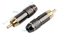 Conector de Cable de Audio RCA Chapado en Oro para Altavoz, Conector de Cable de Soldadura de Cobre