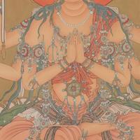 Venerable Mahamayuri Peacock Queen, Pergamino Budista de Seda Pintado a Mano, Resistente a la Decoloración, para Puja en Templos, Ofrendas en Altares, Ícono Sagrado