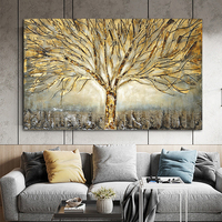 Affiche et impressions sur toile de l'arbre de vie doré, peinture à l'huile, art abstrait, images d'art murales modernes pour la décoration de la maison et du salon