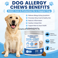Complément OEM pour chiens contre les démangeaisons cutanées, comprimés à mâcher pour allergies et démangeaisons chez le chien avec colostrum, probiotiques, huile de saumon, oméga-3 DHA EPA pour la peau et le pelage