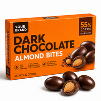 Boîte en papier auto-érectible portable personnalisée OEM en matériaux recyclés écologiques pour morceaux de chocolat noir aux amandes, avec gaufrage alimentaire