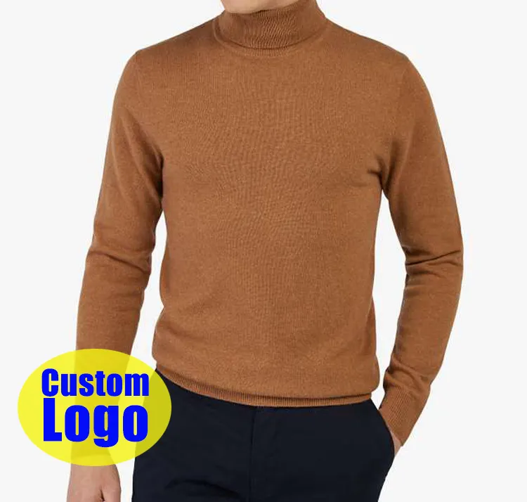 High Quality Fashion Turtle Neck Custom Logo Thick Knit Cashmere Turtleneck Sweater Men Plus Size High Neck Sweater