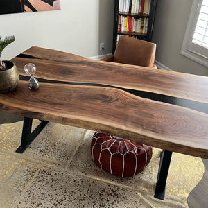 Benzersiz tasarım doğal şekil masa üstü meşe ceviz katı ahşap canlı Edg yemek masası ahşap döşeme - Product Image 4