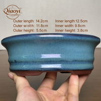 Pot à Bonsaï en Céramique Yixing Écologique, Petit Pot Multi-Styles en Porcelaine Émaillée Bleue pour Plantes Succulentes d'Extérieur, de Jardin et d'Hôtel