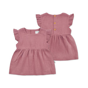 <span class=keywords><strong>Robe</strong></span> d'été pour filles en coton biologique, respirante, à manches courtes, style princesse, superposée, unie, longueur genou, pour enfants (ODM) - Product Image 6