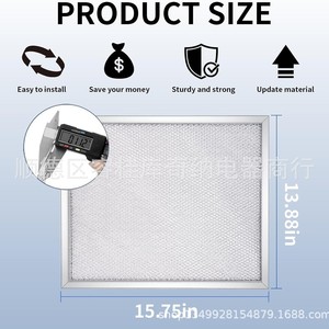 Filtro de aluminio para campana extractora de cocina 15-3/4 x 13-7/8 x 3/8, elemento filtrante de aceite para el hogar - Product Image 3
