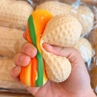 Vente directe usine : Jouets anti-stress souples en forme d'arachide simulée, jouets créatifs à presser en forme de hamburger et de maïs, cadeau pour enfants