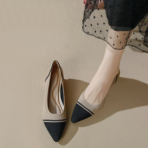 Fashion Trend Formal Summer High Heel <b>Pumps</b> Pointed Toe Breathable Knitted 4cm Thick Heels Hard-Wearing Leopard Print Slip-On - Product Image 2