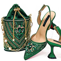 Ensemble Chaussures et Sac Italien de Luxe Strass 2024 pour Femme Africaine Fête, Sac Tendance Assorti et Robes de Bal 2025