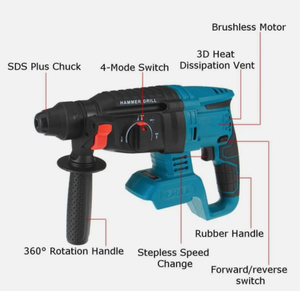 Perforateur à percussion sans fil 21V, moteur sans balais, 2.5J, 3500 tr/min, perceuse 26mm, 3 fonctions, embrayage de sécurité, marteau électrique, service OEM - Product Image 6