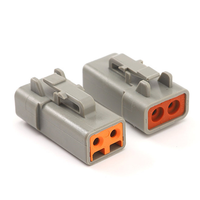 Conector Automático Atenuable de 2 Pines DTP06-2S Gris, Impermeable, PA66/PBT, Enchufes Macho y Hembra para Fuente de Alimentación y Arnés de Terminales
