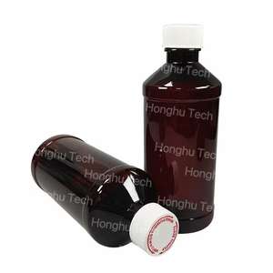 Lightproof Silk Screen Printed Dark Amber PET Bottles 473ml <b>Empty</b> Whole Set Big Medicine PDP Packaging Custom Color Screw Cap - Product Image 1