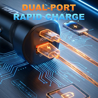 Chargeur de voiture 48W QC3.0 & PD à double port Type-C avec charge rapide SCP pour appareils Android et écouteurs