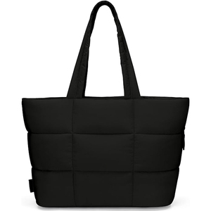 Bolsa de Mano Ligera de Poliéster con Diseño Abullonado y Patrón de Letras para Viajes, Trabajo, Playa, Gimnasio o Compras, Venta al Por Mayor para Mujeres - Product Image 1