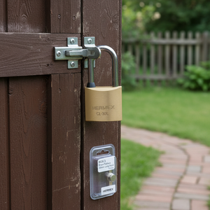 BOX 3 Lucchetto in Ottone con Gancio Lungo 30mm in Confezione Blister, HERMEX - Product Image 3