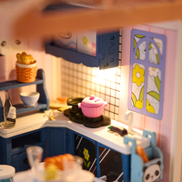 KNOWME IIECRATE W-2511 Kit de maison de poupée miniature à monter soi-même, puzzle 3D, jouet éducatif, modèle en bois et plastique, style maison de petit chef