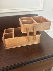 202509ビンテージ木製アコーディオン裁縫ボックス小型拡張可能オーガナイザーコンパートメント付き素朴なクラフト収納デスクオーガナイザー - Product Image 2