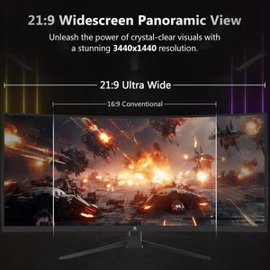 Z-EDGE UG34 34 "จอมอนิเตอร์เล่นเกมโค้งมากเป็นพิเศษ2K อัตราการรีเฟรช165Hz อัตราส่วนภาพ21:9 1ms mprt 3440x1440ความละเอียด SDI - Product Image 4