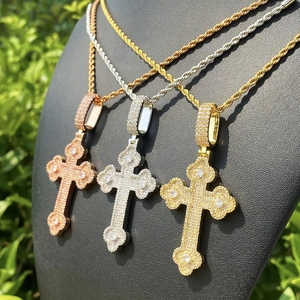 Collier pendentif Hop <span class=keywords><strong>Cloud</strong></span> Cross plaqué or avec zircon incrusté, tendance européenne et américaine - Product Image 4