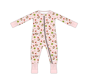 Pigiama intero <span class=keywords><strong>neonato</strong></span> premium in bambù a maniche lunghe, stampa horror teschio clown mostro Halloween, cerniera YKK, tutina morbida per neonati - Product Image 2
