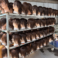 Tête de mannequin en cheveux humains de 10 à 18 pouces pour l'entraînement en académie de coiffure, les apprentis de salon, la pratique du coiffage, du décoloration et de la permanente