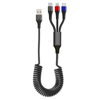 A-bst kabel pengisi daya 3 in 1, kabel pengisian daya Cepat 60W kepang nilon elastis untuk ponsel cekung 20V 3A PD