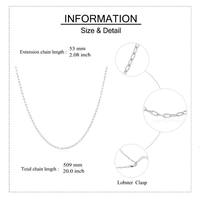 Collier de chaîne de câble de 20 + 2 pouces en argent sterling 925 de conception de bijoux simple pour les femmes