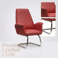 Fauteuil de conférence moderne de luxe à dossier haut en cuir, ergonomique, avec base cantilever chromée, pour bureau de direction et salle d'attente