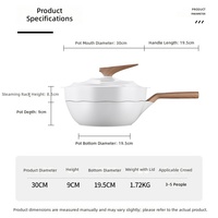 30cm Metall-Antihaft-Meeresfrüchtepfanne mit Dampfkorb und Wok mit Deckel im nordischen Design, hitzebeständig für alle Herdarten