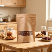 Bolsa de Papel Kraft con Cierre Zip, Ventana y Sellado Térmico para Envasado de Alimentos, Personalizable