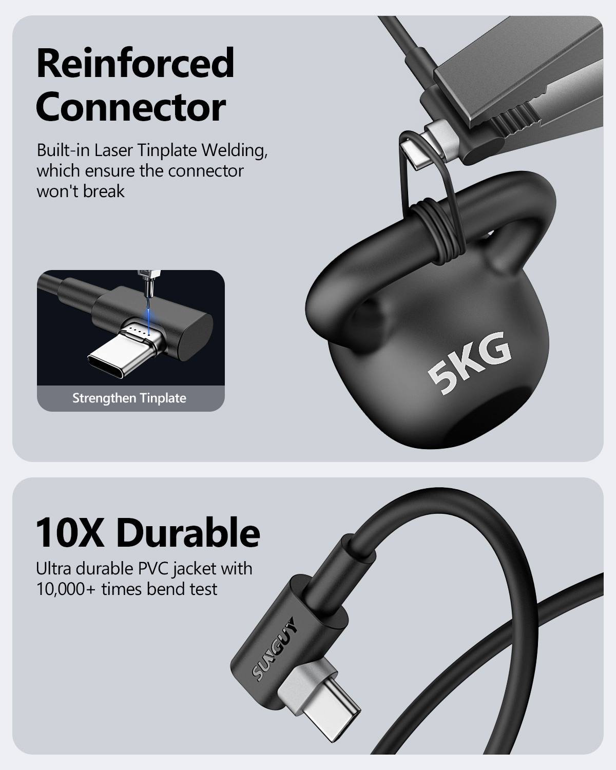 SUNGUY USB C 60W 90 Degree 2M 3A PD Fast Charging Cable USB C Cable Data Power Cable Type C Cable Charger For Phones And Laptops · image 6