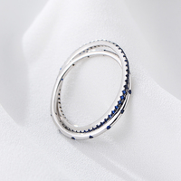 Bijoux plaqués or sur mesure, Psj S925, argent sterling plaqué or 14 carats, zircon cubique, spinelle bleue, anneaux à double cercle pour femmes