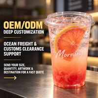 Gobelets en PET transparents imprimés sur mesure avec couvercle, jetables, pour boissons froides (jus, soda), vente en gros pour marques