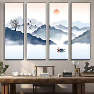 Nouveau <span class=keywords><strong>paysage</strong></span> <span class=keywords><strong>chinois</strong></span> peinture canapé fond mur quatre peinture décorative salon de thé peinture et mur art décoration de la maison - Product Image 4