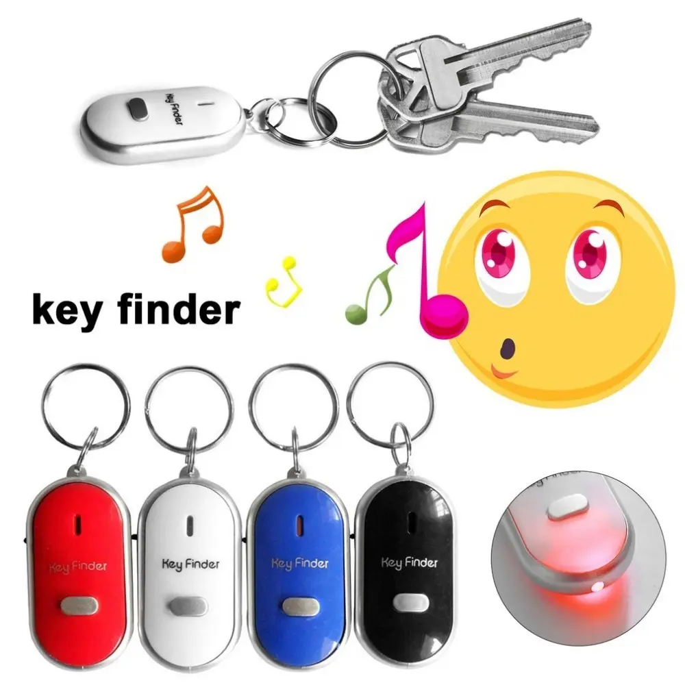 Whistle Lost Key Locator Key Finder Ring LED Flashing Light Remote Control Sonic Torch Keychain Tracker Beeping