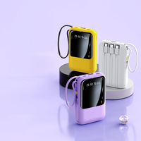 Prêt à expédier : Powerbank 4-en-1 avec charge rapide, 20000 mAh, câble intégré, pour téléphone, 10000 mAh, banques d'alimentation portables, vente chaude