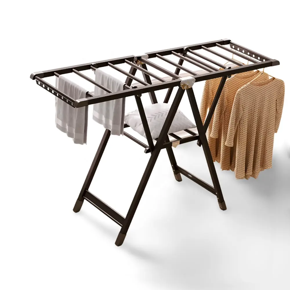 Black Metal High Quality Aluminium Folding Laundry Racks Dryer Clothes Stands Butterfly Clothes Drying Rack For Balcony