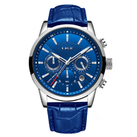 Montres à quartz pour hommes Lige 9866, chronographe, date, étanches, montre-bracelet décontractée à la mode pour homme, bracelet en cuir