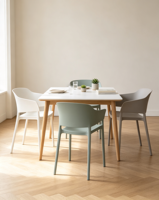 Chaise de salle à manger moderne et légère en plastique écologique avec accoudoirs et dossier, empilable et portable pour la maison, le bureau et les salles de pause.