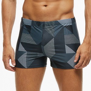 Mens Square Leg Swim Briefs Athletic Quick-Dry Swim Trunks Regular Fit 1-Piece Print Swimming Shorts for Training - Product Image 3