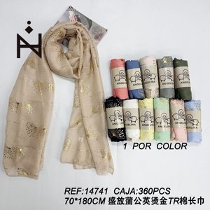 Sciarpa Lunga in Cotone TR Angelina Dandelion con Lamina d'Oro 70x180cm, Accessorio di Moda - Product Image 3