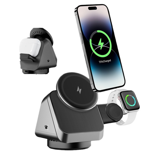 New Arrival Wireless Charging Holder 360 Drgee Rotating 3 in 1 With Magnetic Wireless Charger Stand Fast Charging Station