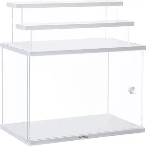 Funko Pop展示柜亚克力展示柜，带梯子透明储物盒台面立方体，用于收藏品动作人物