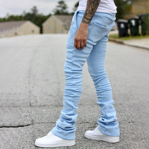 Celana Jogger Katun Tebal Custom Grosir YSJY, Celana Olahraga <span class=keywords><strong>Skinny</strong></span> Stacked Baggy untuk Pria - Product Image 1