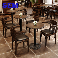 Ensemble de table et de chaises carrées de style rétro SEM pour restaurant commercial, ensemble de salle à manger en bois écologique pour café ou bar